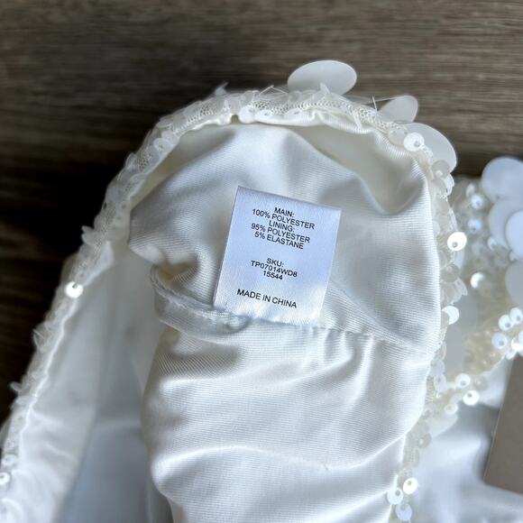 Meshki Maude Sequin Racer Crop Top Ivory Statement Party Small - Picture 16 of 16